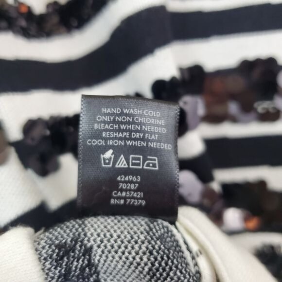 Ann Taylor Sequin Zebra Jacquard Pullover Sweater Blouse Small Stripe Long Sleev - Picture 3 of 10